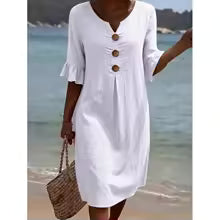Vanesa – Vestido vaporoso con mangas con volantes y botones