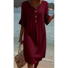 Vanesa – Vestido vaporoso con mangas con volantes y botones