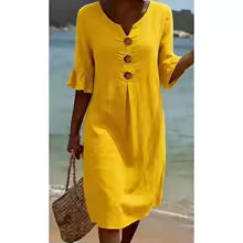 Vanesa – Vestido vaporoso con mangas con volantes y botones