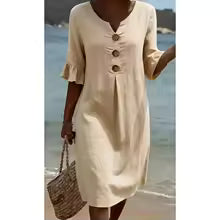 Vanesa – Vestido vaporoso con mangas con volantes y botones