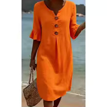 Vanesa – Vestido vaporoso con mangas con volantes y botones