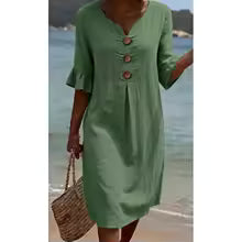 Vanesa – Vestido vaporoso con mangas con volantes y botones