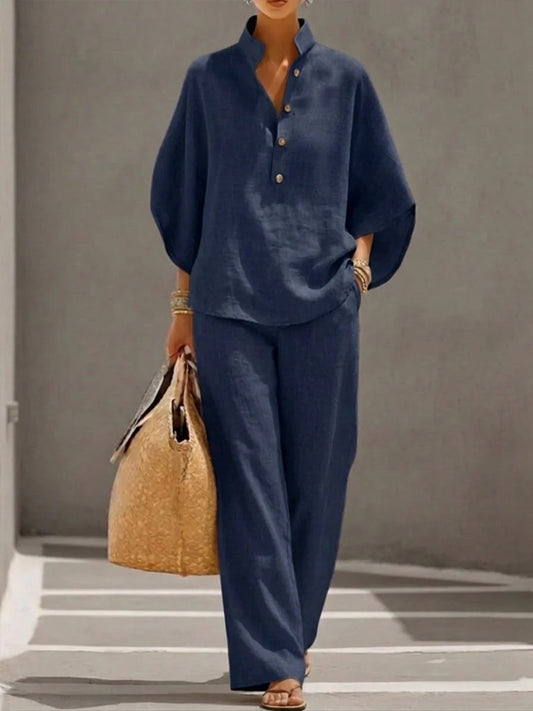 MARIEL | Conjunto Blusa Veraniega y Pantalón de Corte Ancho