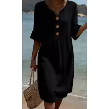 Vanesa – Vestido vaporoso con mangas con volantes y botones