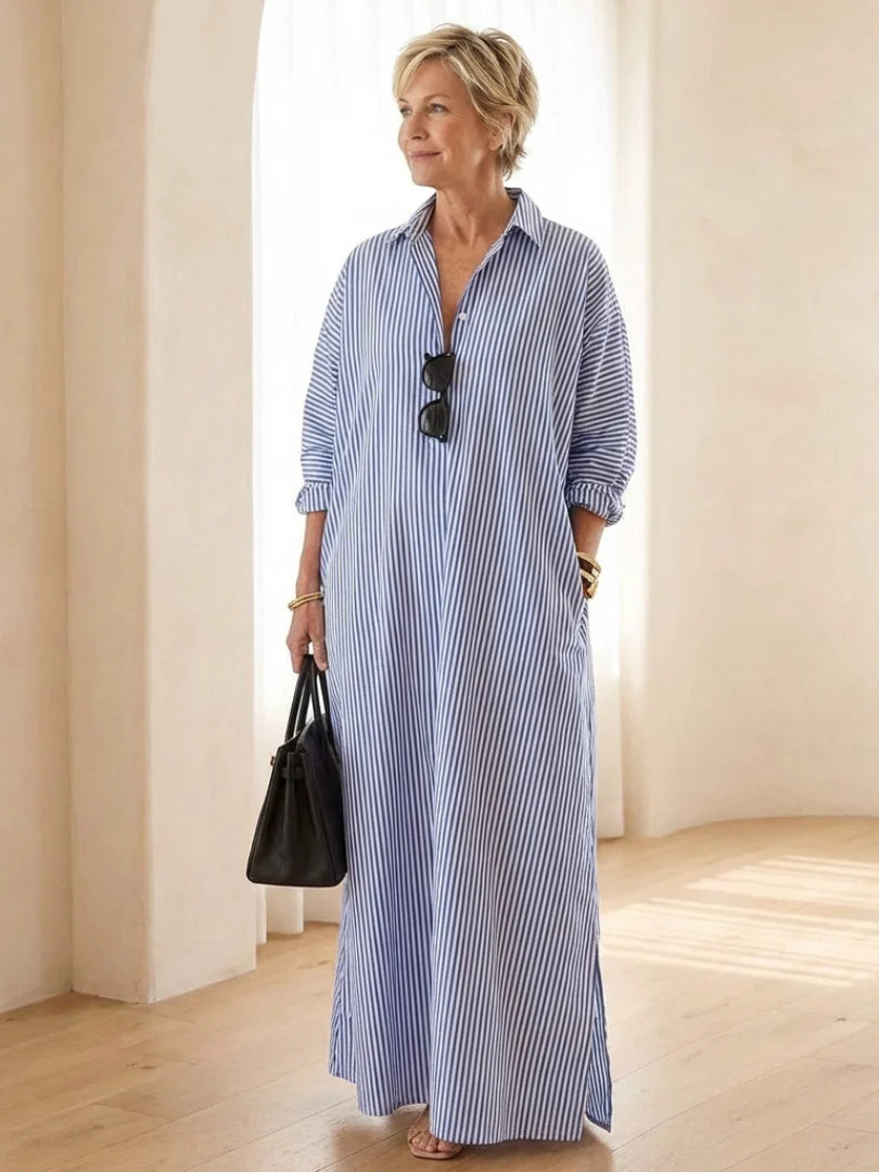 Soline | Vestido camisero largo a rayas