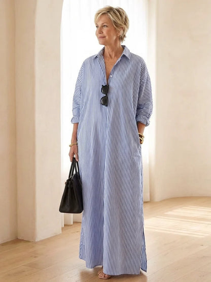 Soline | Vestido camisero largo a rayas