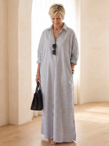 Soline | Vestido camisero largo a rayas