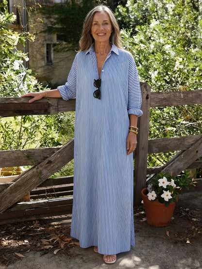 Soline | Vestido camisero largo a rayas